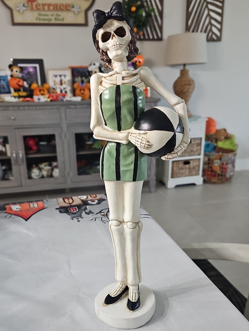 New! Vintage Style Halloween Skeleton Lady with Beach Ball